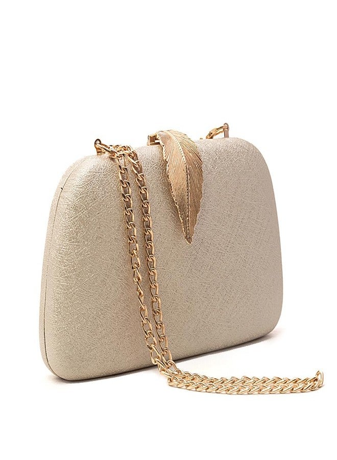 INOVERA (LABEL) Women Evening Hand Clutch | Ladies Party Wedding Purse with Chain Strap (Ivory) - Image 1